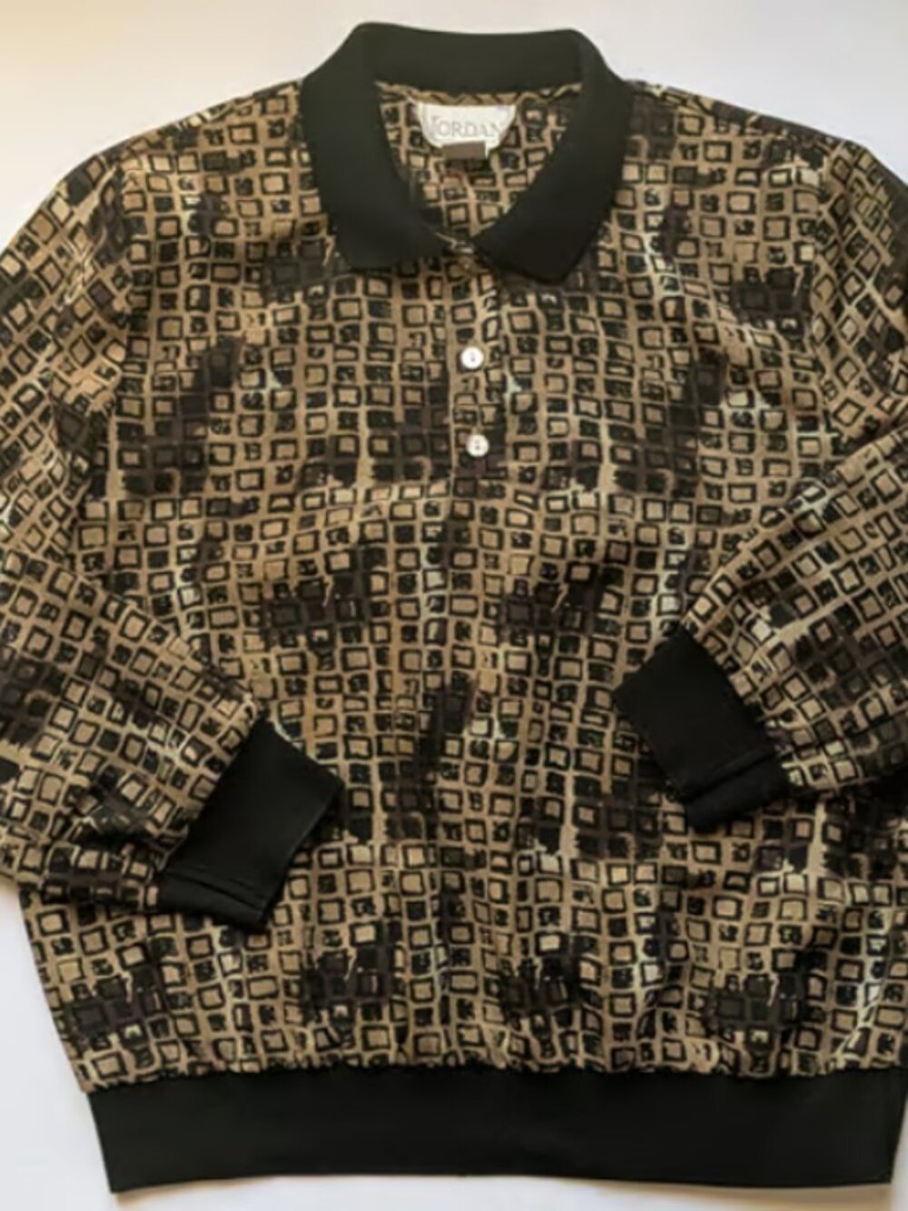 Vintage 80s Jordan Women's Black and Brown Blouse - Large